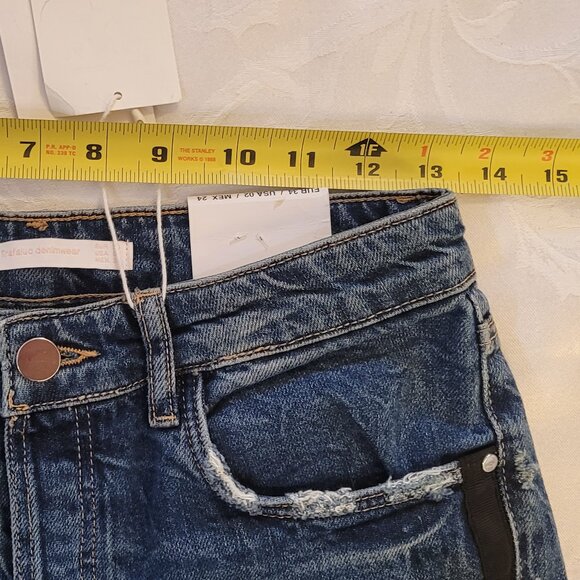 ✨NWT✨ ZARA trf High-Waist Distressed Jeans - Lace/Rhinestones/Pearls - Picture 12 of 16